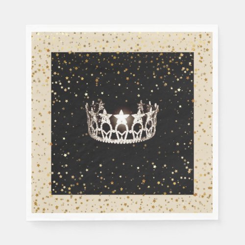 Miss USA Silver Crown Gold Stars Paper Napkin