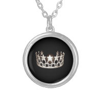 Miss USA Silver Crown Necklace