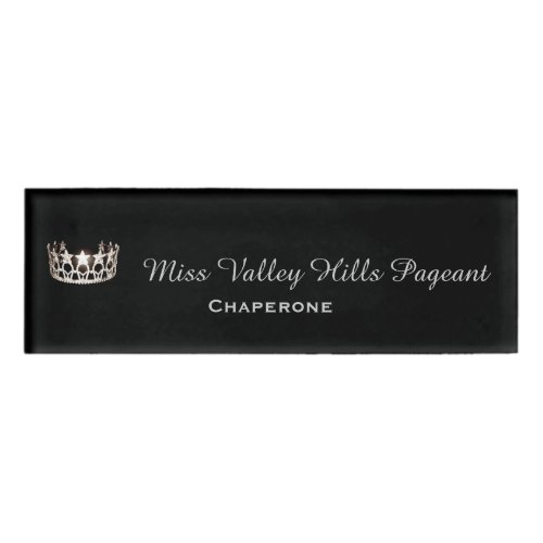 Miss USA Silver Crown Rectangle Name Tag