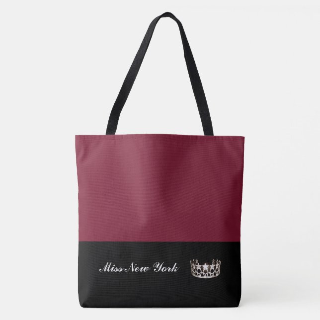 Miss  USA Silver Crown Tote Bag-Large Wine (Front)