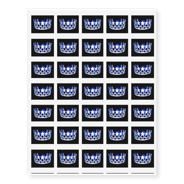 Miss USA state Blue Crown Temporary Tattoo (Front)