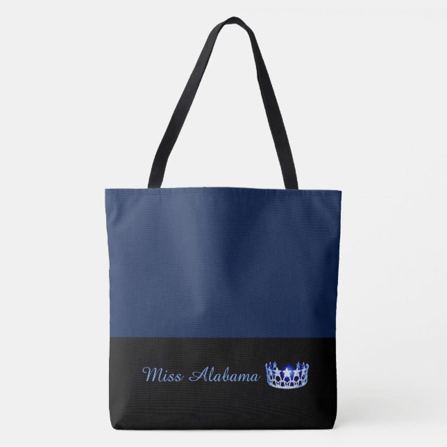 Miss USA State Royal Blue Crown Tote Bag- Navy Bag (Front)
