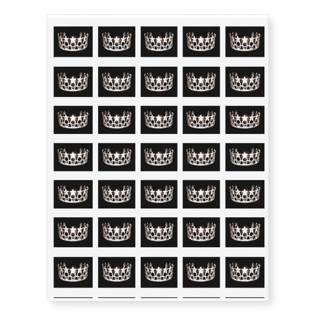 Miss USA state Silver Crown Temporary Tattoo (Front)