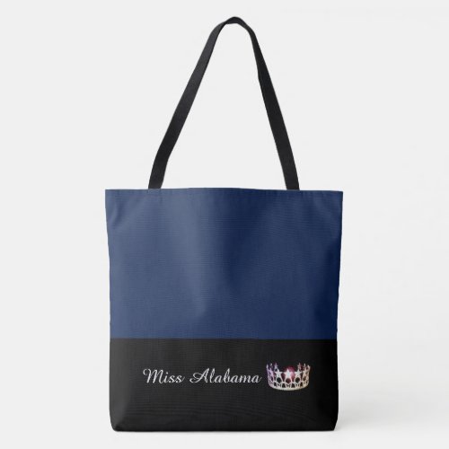 Miss USA State Silver Crown Tote Bag_Large Navy