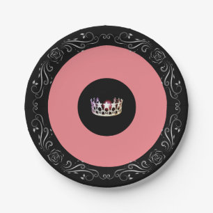 Miss USA style Black Coral 7" Paper Plates