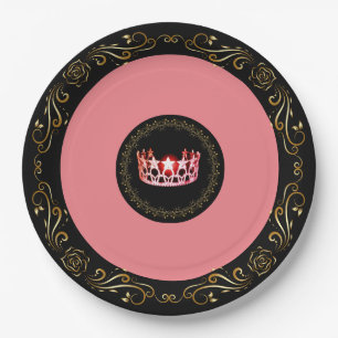 Miss USA style Black Coral 9" Paper Plates