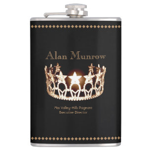 Miss USA style Crown Flask Custom Name