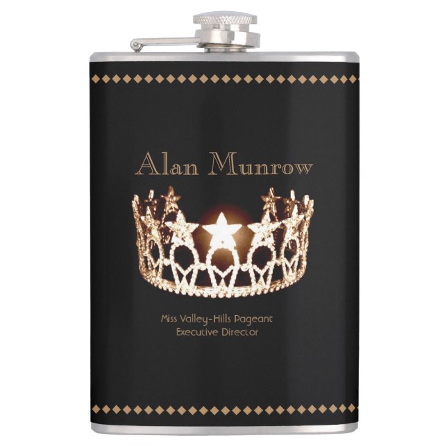 Miss USA style Crown Flask Custom Name (Front)