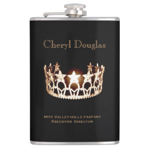 Miss USA style Crown Flask Custom Name