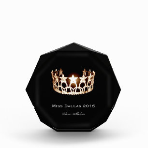 Miss USA style Gold Crown Acrylic Award