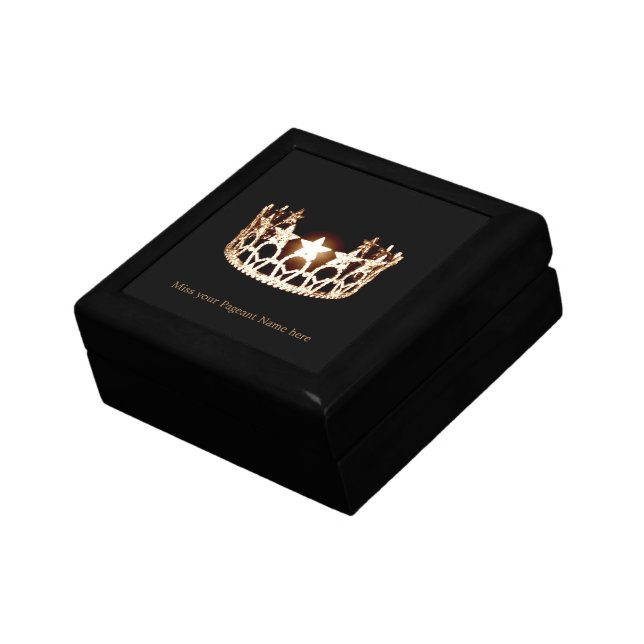Miss USA style Gold Pageant Crown Trinket Box (Side)