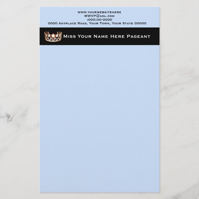 Miss USA style Letterhead Stationery (Front)