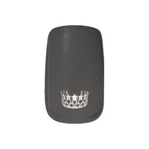 Miss USA style Minx Nails Silver Crown Nail Art