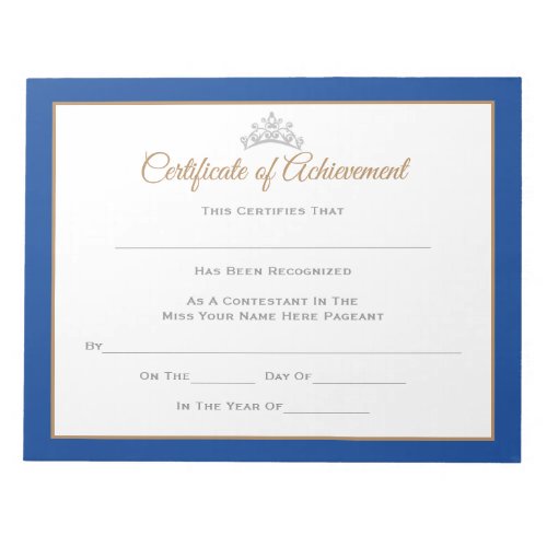 Miss USA style Pageant Certificates_Achievmnt Notepad
