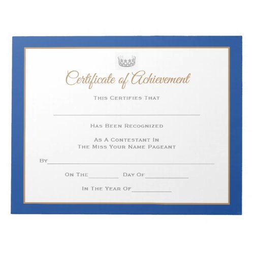 Miss USA style Pageant Certificates_Achievmnt Notepad