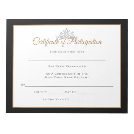 Miss Usa Style Pageant Certificates-particptn Notepad