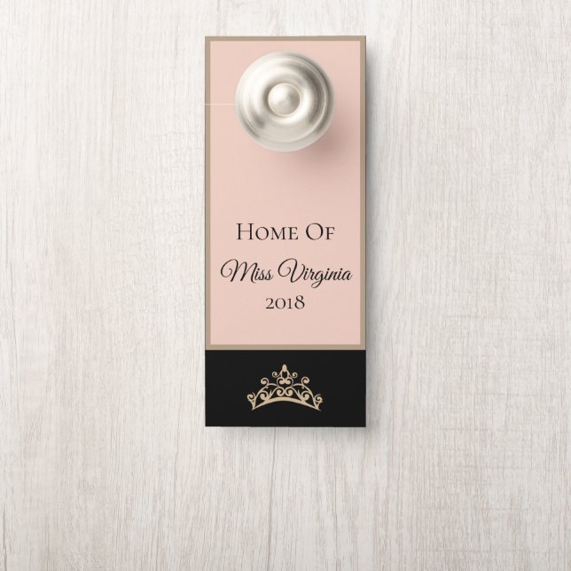 Miss USA style Pageant GLD Peach Crown Door Hanger (On Knob)