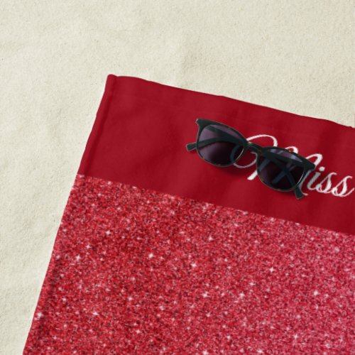 Miss USA style Pageant Glitter Glam Beach Towel