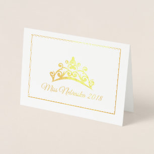 Miss USA style Pageant Gold Foil Tiara Note Card