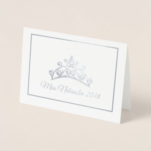 Miss USA style Pageant Silver Foil Tiara Note Card