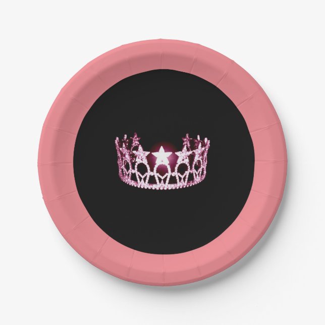 Miss USA style Pink Crown 7" Paper Plates (Front)