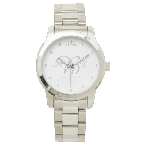 Miss USA style Silver Crown Watch