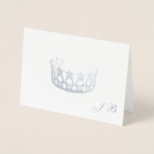 Miss USA Style Silver Foil Crown  Monogram Card