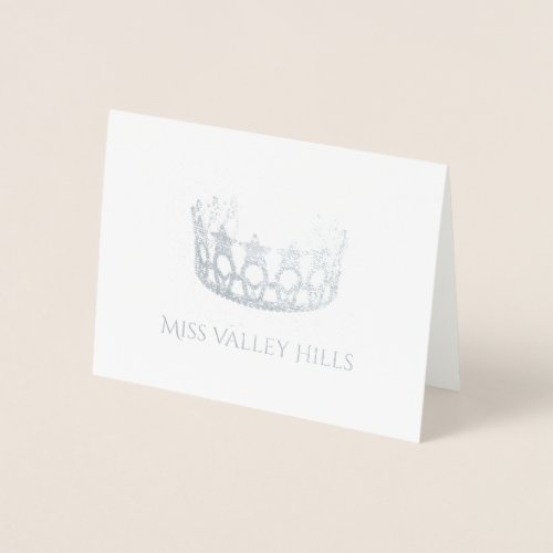 Miss USA Style Silver Foil Crown Note Card_Sm Foil Card