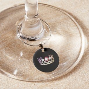 Miss USA Style Silver Wine Glass Charm