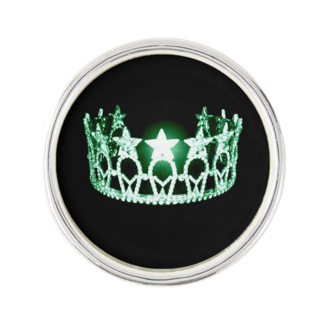 Miss USA style Star Tiara Crown Lapel Pin (Front)