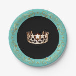 Miss USA Turquoise Gold Crown Paper Plates