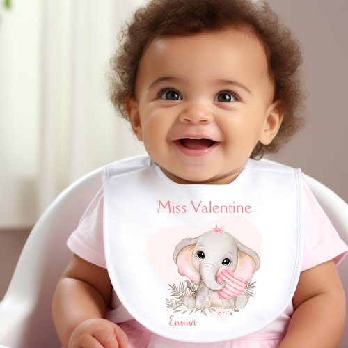 Miss Valentine Personalized Name Pink Baby Bib