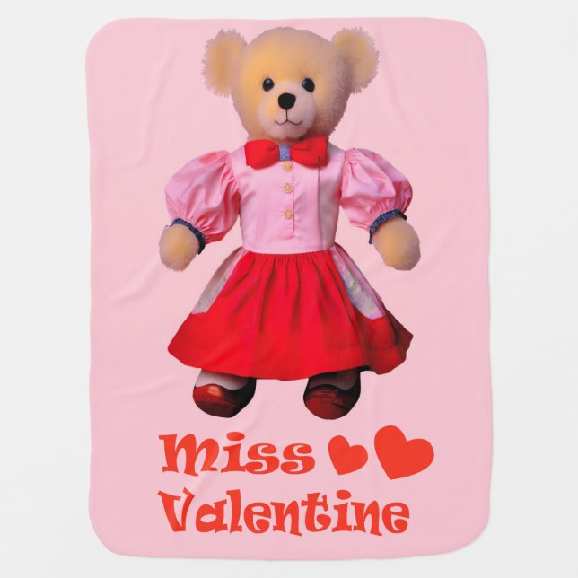 Miss. Valentine: teddy bear Baby Blanket (Front)