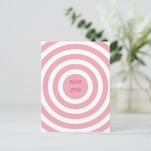 MISS YOU _ abstract pink circles design Postcard