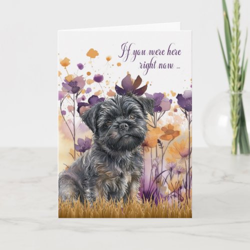 Miss You Affenpinscher Dog Wildflower Meadow Card