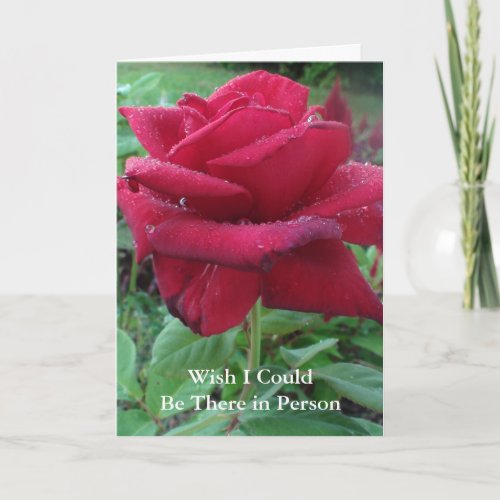 Miss You Card with Pretty Rose  Raindrops