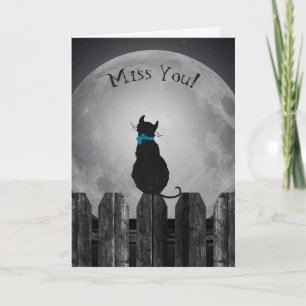 Miss You cat in moonlight Card