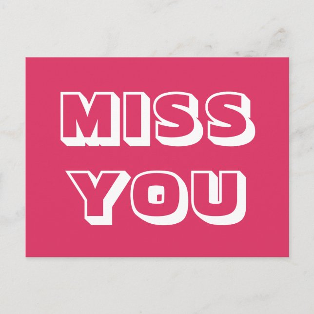 Miss You, cherry white modern bold Postcard (Front)