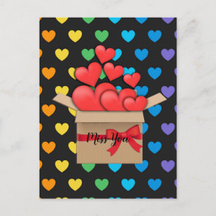 Miss You, colorful heart design Postcard