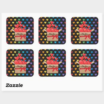 Miss You  Colorful Popular Design  Square Sticker by Virginia5050 at Zazzle