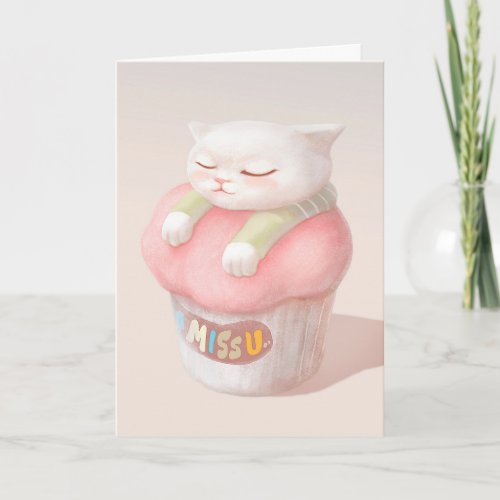 Miss You Cupcake Illustration Card