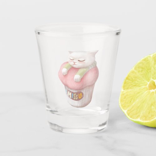 Miss You Cupcake Illustration Shot Glass