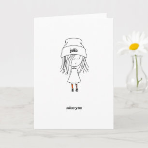 Miss You Cute Adorable Girl Add Your Name Card