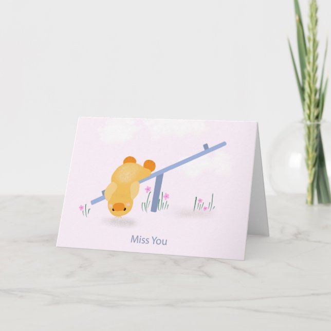 Miss You Cute Kids Friends Thinking of You Card (Front)