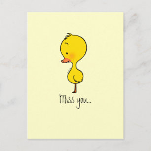 Miss You Duck Card – Hand Drawn Illustration