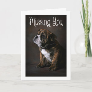 Miss You English Bulldog Greeting Card - Verse
