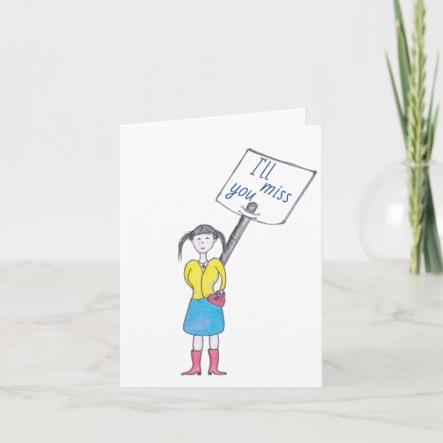 Miss You Farewell Teen  Uni Wishes Greeting Card