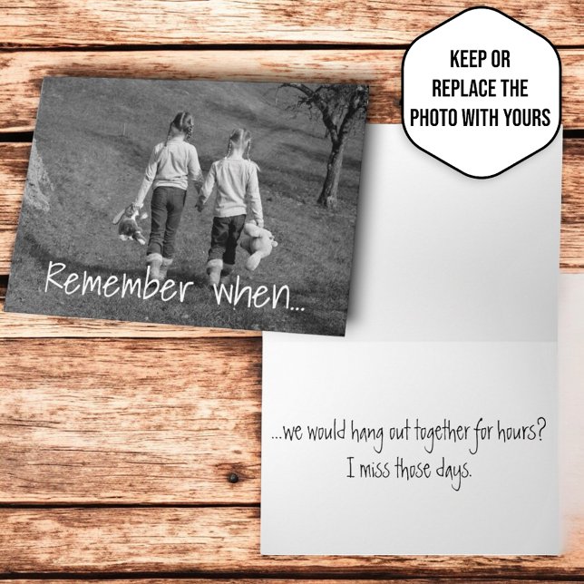 Miss You Friends Hanging Out Add Your Photo Card (Front cover and inside greeting card)
