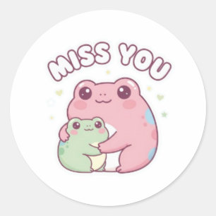 Miss You Frog Sticker Cute Hugging Frogs Romantic