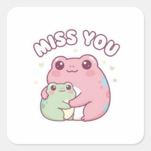 Miss You Frog Sticker Cute Hugging Frogs Romantic 